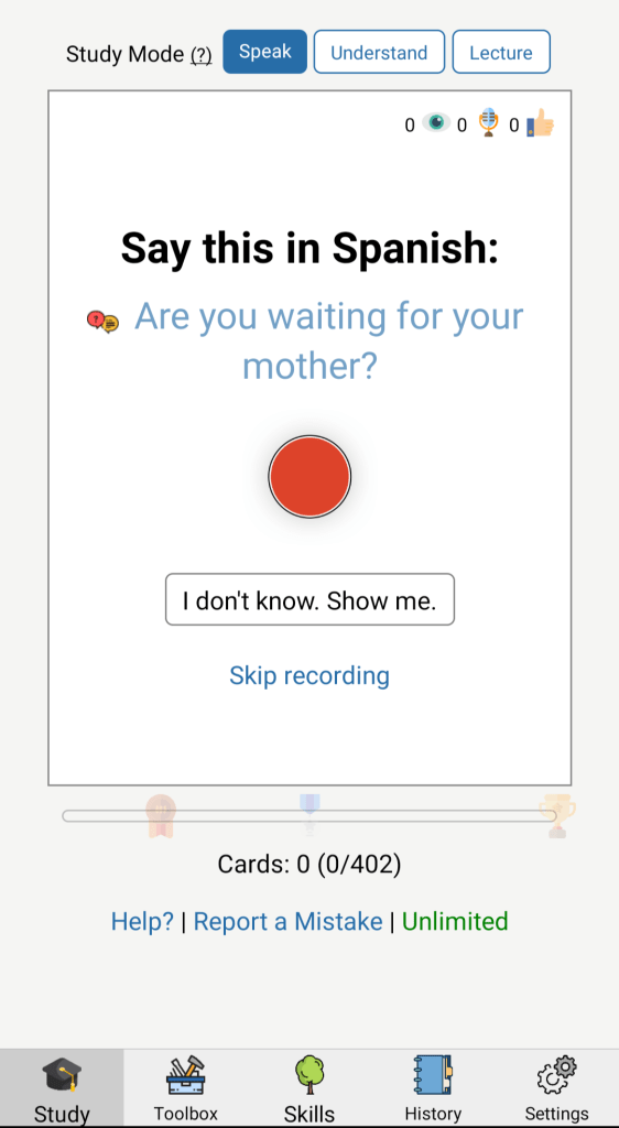 Speechling for Spanish speaking practice