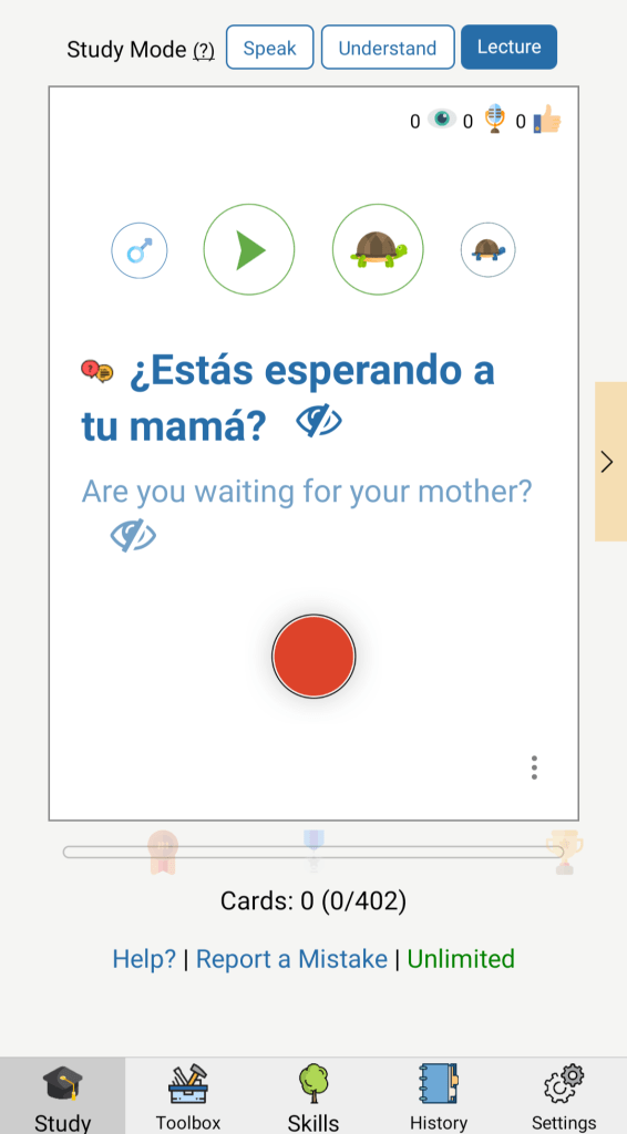 Speechling for Spanish speaking practice